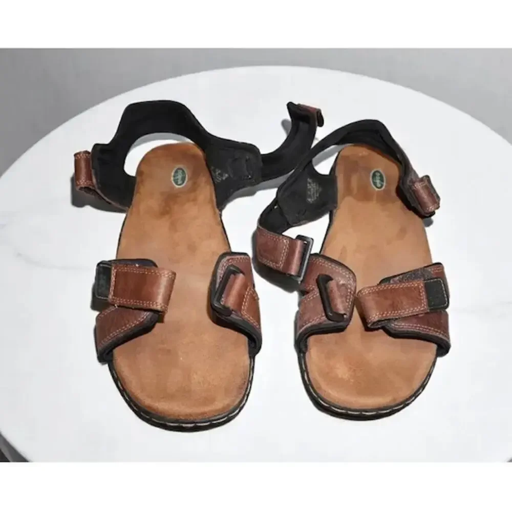 Dr. Scholl’s Brown Leather Comfort Sandals Men’s Size 12 Adjustable Outdoor